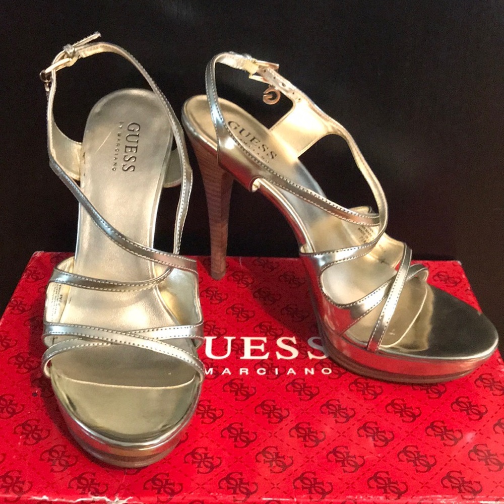 Gold guess heels 7.5